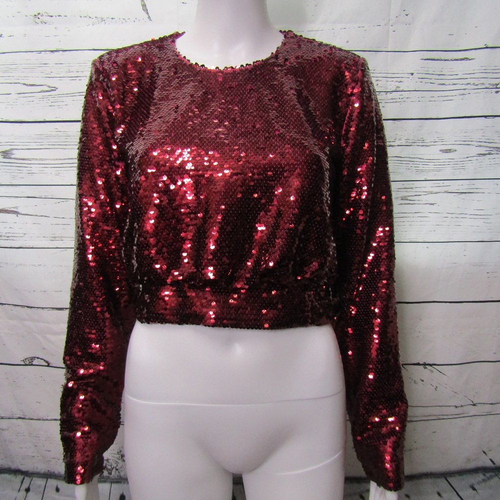 Ontwelfth Burgundy Sequin Top
